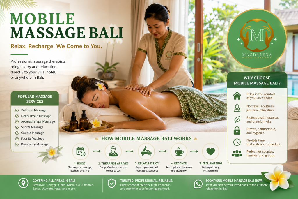 Mobile Massage Bali therapist providing professional in villa massage service at a private villa in Bali with relaxing spa experience