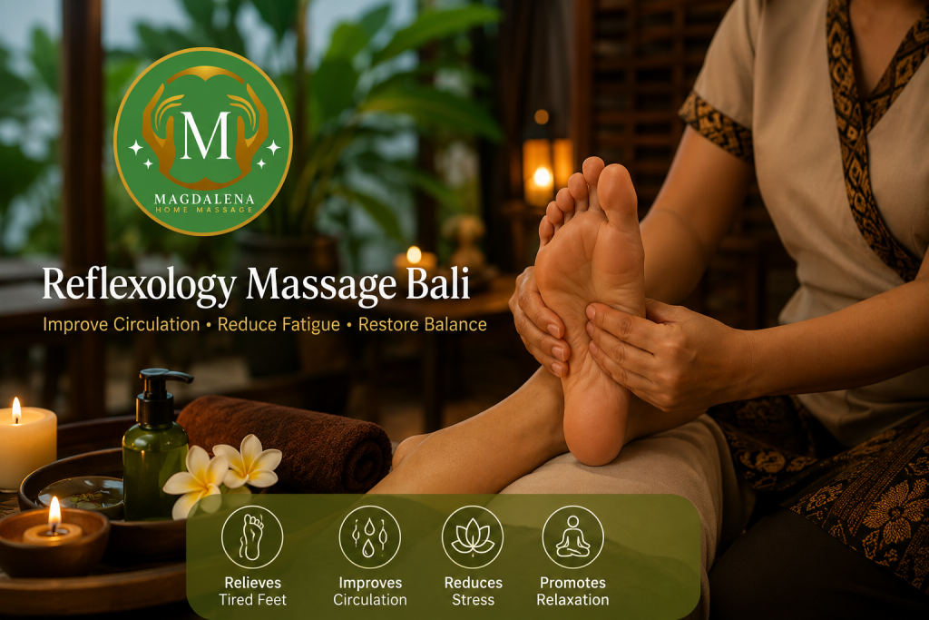 Professional Reflexology Massage Bali therapist providing a relaxing foot reflexology session through Bali Home Massage service