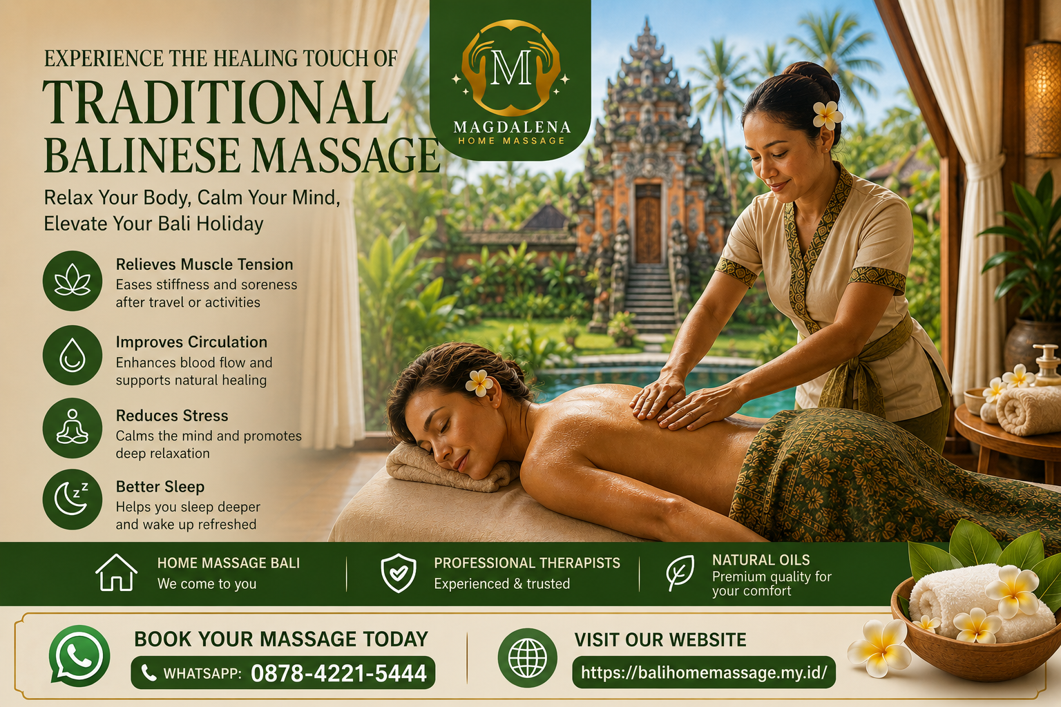 Traditional Balinese Massage provided by professional therapists at a private villa in Bali with Home Massage Bali service for complete relaxation.