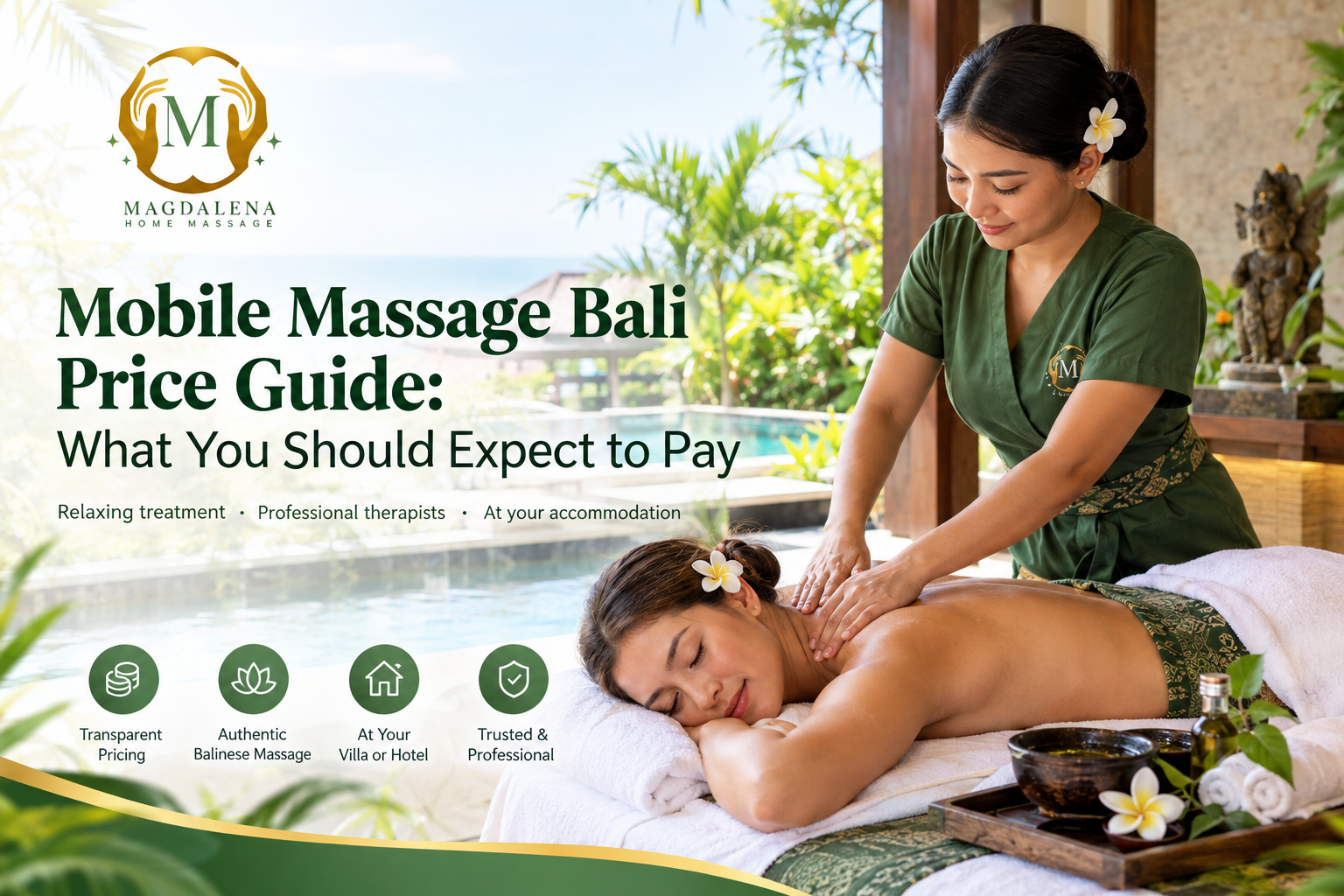 Mobile Massage Bali price guide featuring a professional therapist providing Balinese Massage at a private villa